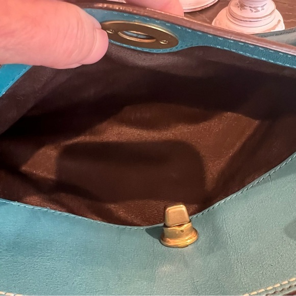 Coach Hampton Carry All Leather Handbag in Teal - Picture 5 of 10